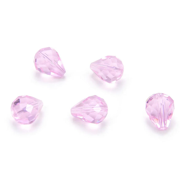 24pcs Adabele Austrian Faceted Teardrop Crystal Beads #5500, Rosaline Pink, 10mm x 8mm, Hole ID 1.1mm, SST-1003