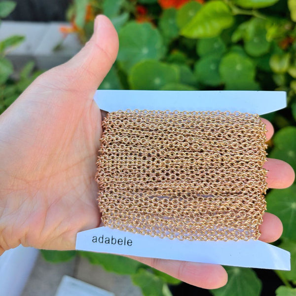 33 Feet Oval Ring Rolo Cable Chain Link, Raw Copper Uncoated/Unplated, 3.5x3mm, CK10-B2
