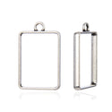 20pcs Open Back Rectangle Bezel Blanks, Pendant Base, Large Resin Mold, Antique Silver, 33x20mm, CF286-9