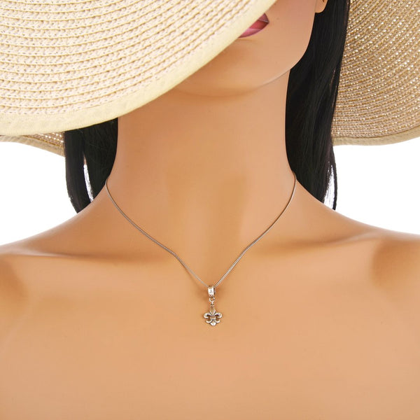 1pc Real 925 Sterling Silver Fleur De Lis Iris Lily Flower Charm Pendant, Compatible with Pandora All Other Charm Bracelet, EC7-D2