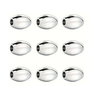 500pcs Tarnish Resistant Oval Beads, Sterling Silver Plated Brass, Size Selections: 7x4mm, 8x5mm, 10x6mm, 12x7mm