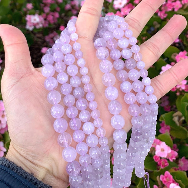 Natural Purple Lavender Jade Gemstone Round Beads, 15 Inch/1 Strand, Size Selections: 6mm/8mm/10mm