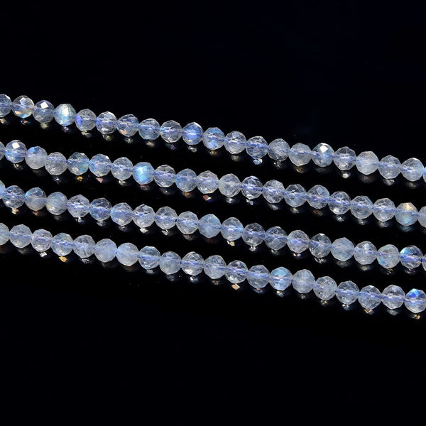 Natural Flashy Labradorite Gemstone Tiny Small Faceted Round Beads, 3mm, Hole ID 0.6mm, 15 Inch/1 Strand, GK3-5