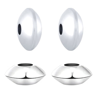 10pcs 925 Sterling Silver Saucer Rondelle Spacer Beads, Size Selections: 4mm/6mm/8mm