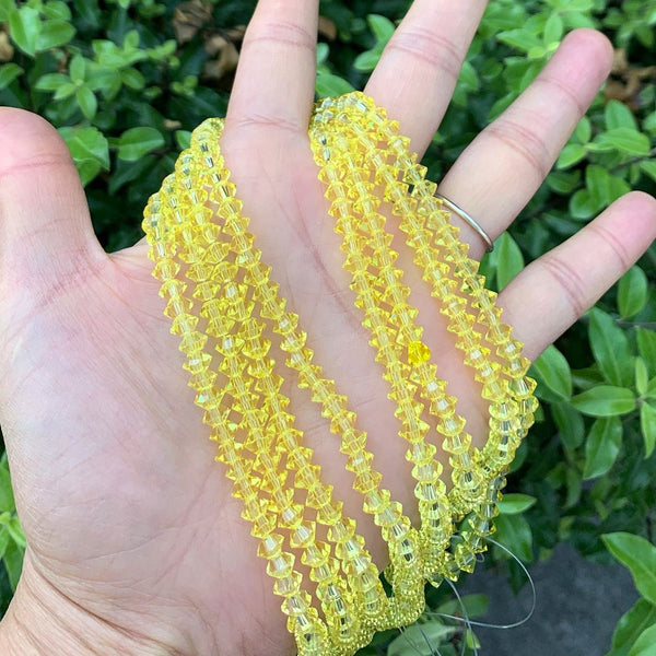 200pcs Creative Club Faceted Flat Bicone Rondelle Crystal Glass Beads #5305, Light Topaz, 6x4mm Small, Hole ID 1mm, CC3R609