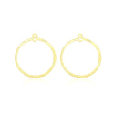 10pcs 25mm Large 2 -Hole Round Circle Drop Pendants, Tarnish Resistant, 18K Yellow Gold Plated Brushed Brass, BF-A4