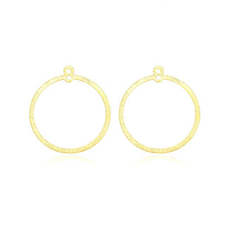 10pcs 25mm Large 2 -Hole Round Circle Drop Pendants, Tarnish Resistant, 18K Yellow Gold Plated Brushed Brass, BF-A4