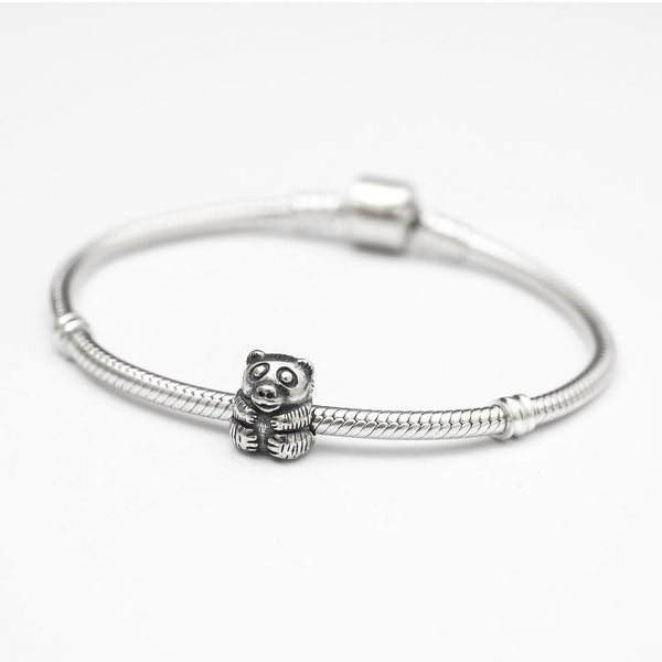 1pc Cute Real Solid Sterling Silver Teddy Bear Charm Bead, Compatible with Pandora All Other Charm Bracelets, EC648