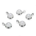 2pcs Natural White Quartz Clear Crystal Round Gemstone Pendant Drops, 20mm, G2P-K6