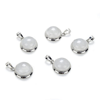 2pcs Natural White Quartz Clear Crystal Round Gemstone Pendant Drops, 20mm, G2P-K6