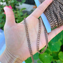 33 Feet Diamond Cut Curb Cuban Chain Link, Raw Copper Uncoated/Unplated, 7.2x5mm