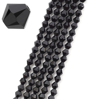 250pcs Creative Club Faceted Bicone Crystal Glass Beads, Jet black, 6mm (0.24 Inch), Hole ID 1mm, CCB623