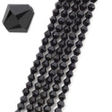 500pcs Creative Club Faceted Bicone Crystal Glass Beads, Jet black, 4mm (0.16 Inch) Small Tiny, Hole ID 0.9mm, CCB423