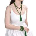 Adabele Premium 108 Mala Bead Tassel Necklace, 8mm Natural Green Jade Gemstone, Buddhist Japa Prayer Beaded Jewelry RGN11