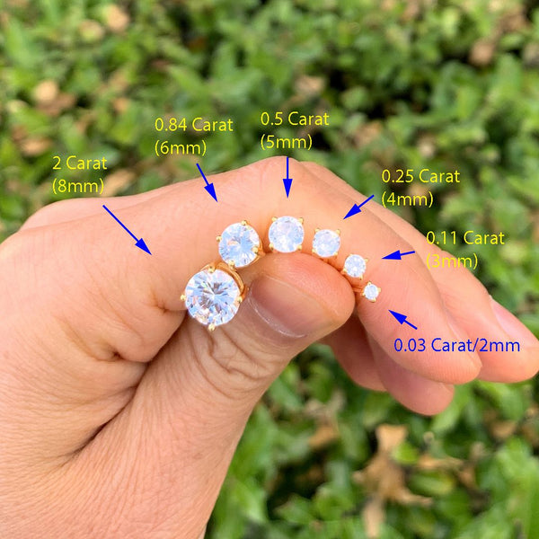 1 pair 18K Yellow Gold Plated Sterling Silver Stud Earrings, 3mm/0.11 Carat Round Cut Cubic Zirconia CZ Diamond, Small Tiny, SSE75-3