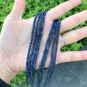Natural Dark Indigo Quartz Gemstone Faceted Rondelle Beads, 3x2mm/Small Tiny, Hole ID 0.8mm, 13 Inch/1 Strand, GH2R-9