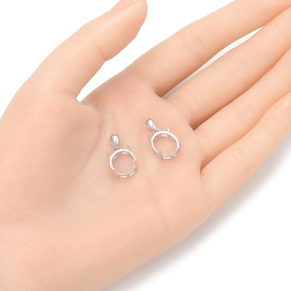 2pcs 925 Sterling Silver Open Back Oval Bezel Blank Setting, Inner Bracket Diameter Selections: 10x8mm, 12x10mm, 16x12mm, 18x13mm, 20x15mm, 25x18mm