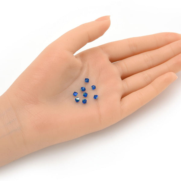 100pcs Preciosa Faceted Bicone Crystal Beads, Capri Blue AB, Size Selections: 3mm/4mm/6mm
