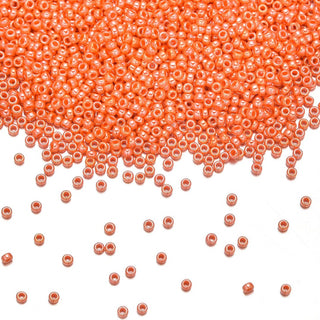 50g Miyuki Rocaille 15/0 Round Seed Beads Opaque Luster Orange RR-424