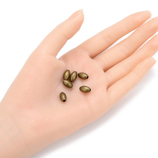 100pcs Smooth Oval Rice Beads, Antique Bronze Plated Brass, Size Selections: 7x4mm, 8x5mm, 10x6mm, 12x7mm