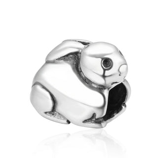 Solid 925 Sterling Silver Easter Rabbit Bunny Bead, Compatible with Pandora All Other Charm...