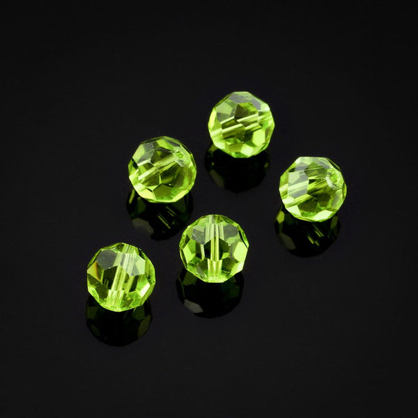 50pcs Adabele Austrian Faceted Round Crystal Beads #5000, Light Olivine Green, Size Selections: 4mm/6mm/8mm/10mm