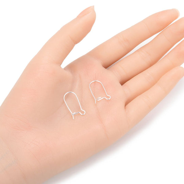 10pcs 925 Sterling Silver Kidney Earring Hooks, 0.8mm/20 Gauge, Length Selections: 20mm/25mm/30mm/36mm