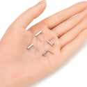 30pcs 316 Surgical Stainless Steel 10mm Rectangle Bar Earring Posts with Open Ring & Earnut Backs