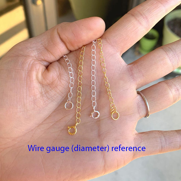 2pcs Sterling Silver Chain Extender with Clasp, 18K Yellow Gold Plated Cable Chain Extension, Length Selections: 2 inch/3 inch/4 inch/5 inch/6 inch