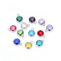 1 Set/12pcs Grade A Mixed Dangle Birthstone Charm Drops, Sterling Silver Plated Brass, Size Selections: 6mm/8mm/10mm