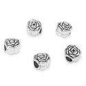 20pcs Rose Flower Large Hole Beads, Hole ID 4.5mm, Antique Silver, Zinc Alloy Metal, MEC-E3