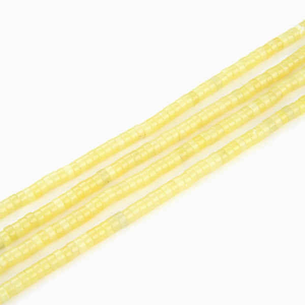 Natural Yellow Lemon Jade Gemstone Heishi Tube Rondelle Beads, 4x2mm/Small, Hole ID 0.9mm, 14.5 Inch/1 Strand, GH-C3