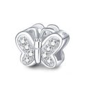 Solid 925 Sterling Silver Butterfly Cubic Zirconia Charm Transformation and Change Bead Fits...