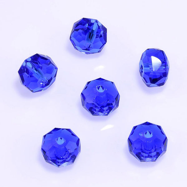 25pcs Adabele Austrian Faceted Donut Rondelle Crystal Beads #5045, Sapphire Blue, 8mm x 5mm, Hole ID 1.2mm, SSO-813