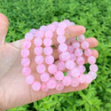 1 Strand Stretch Natural Pink Rose Quartz Beaded Gemstone Bracelet, 10mm Bead, Length Selections: 7 inch/7.5 inch/8 inch/8.5 inch