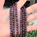 Natural Garnet Dark Red Gemstone Faceted Flat Round Coin Beads, 6mm, Hole ID 1mm, 15 Inch/1 Strand, GZ13-3
