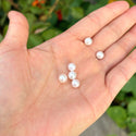 4pcs Natural AAAA Grade High Luster Half Drilled Round Pearls Beads, White Cultured Freshwater Pearls, 6-7mm, Hole ID 0.85mm, PH4-67