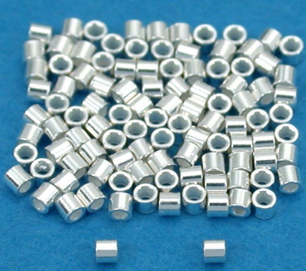 50pcs 925 Sterling Silver Crimp Tubes, Size Selections: 1.6mm/2mm/3mm