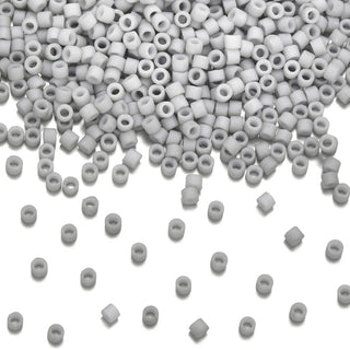 30g Miyuki Delica 11/0 Seed Beads, Opaque Matte Glazed Light Smoke DB1518