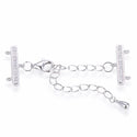 1 Set 925 Sterling Silver 2 Strands Clasp, Adjustable Chain, Cubic Zirconia CZ Diamond, Tarnish Resistant Rhodium Plated, SS394