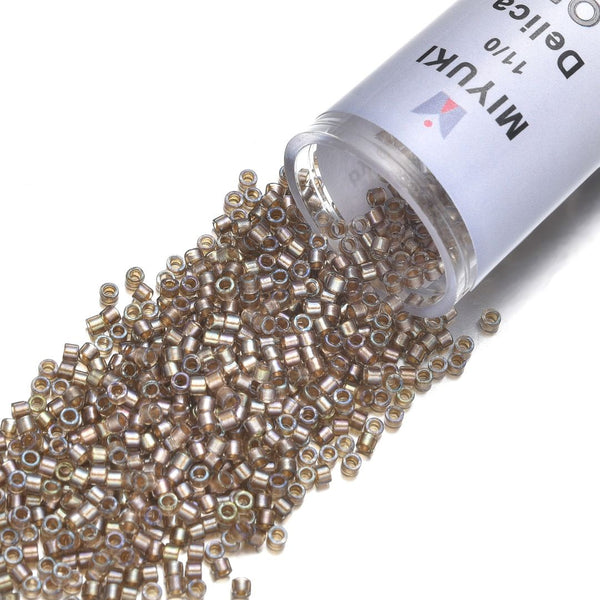 7.5g Miyuki Delica 11/0 Seed Beads, Moth-Lined Luster Crystal Clear DB2396