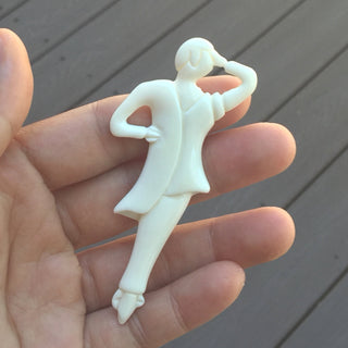 1pc Beautiful Dancing Man Ballerina Hand Carved White Buffalo Bone Drop Pendant, Symbol of Strength Prosperity Pendant, with Sterling Silver Bail, 3.1 Inch, BP-51