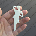 1pc Beautiful Dancing Man Ballerina Hand Carved White Buffalo Bone Drop Pendant, Symbol of Strength Prosperity Pendant, with Sterling Silver Bail, 3.1 Inch, BP-51