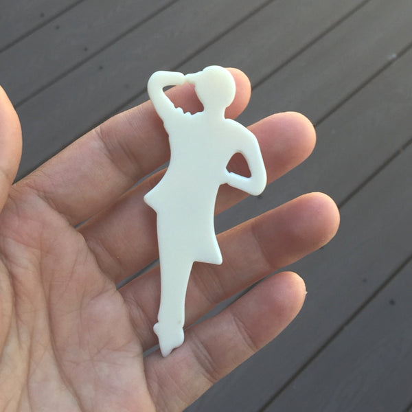 1pc Beautiful Dancing Man Ballerina Hand Carved White Buffalo Bone Drop Pendant, Symbol of Strength Prosperity Pendant, with Sterling Silver Bail, 3.1 Inch, BP-51