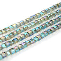 100pcs Creative Club Faceted Cube Crystal Glass Beads, Peridot Shimmer, 6mm, Hole ID 1mm, CCC636
