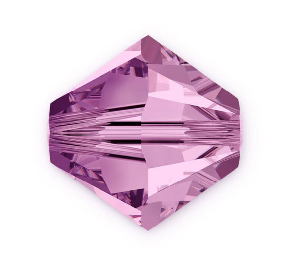 50pcs Preciosa Faceted Bicone Crystal Beads, Light Purple Amethyst, 6mm, Hole ID 1mm, Pre-B641