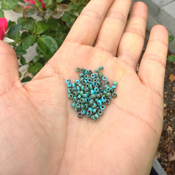 25g Miyuki Rocaille 8/0 Round Seed Beads Picasso Turquoise Blue RR-4514