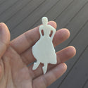 1pc Beautiful Dancing Ballerina Hand Carved White Buffalo Bone Drop Pendant, Symbol of Strength Prosperity Pendant, with Sterling Silver Bail, 2.95 Inch, BP-52