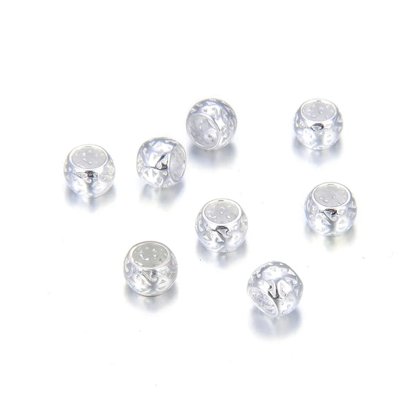 5pcs 925 Sterling Silver Large Hole Double-S Pattern Round Beads, 8mm, Hole ID 5mm, SS60