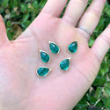10pcs Grade A Emerald Green Teardrop Birthstone Charm Drop, 18K Yellow Gold Plated Brass, Size Selections: 11x7mm, 14x8mm, 16x9mm